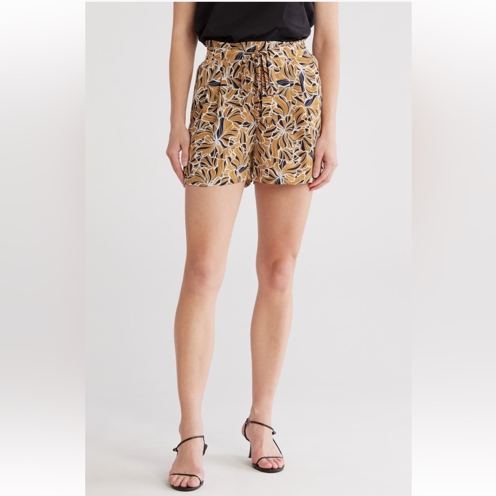 DR2 Abstract Leaf Print Drawstring Shorts Size XL NWT